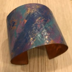Copper Cuff Bracelet Blue and Purple Patina